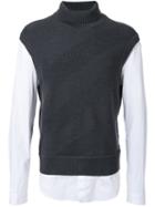 Juun.j Turtle Neck Shirt, Men's, Size: 50, Grey, Cotton/acrylic/polyurethane/wool