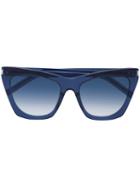 Saint Laurent Eyewear Blue Kate Acetate Sunglasses