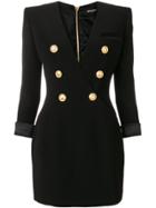 Balmain Button Embellished Fitted Dress - Black