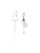 Burberry Triangle And Feather Palladium-plated Drop Earrings -