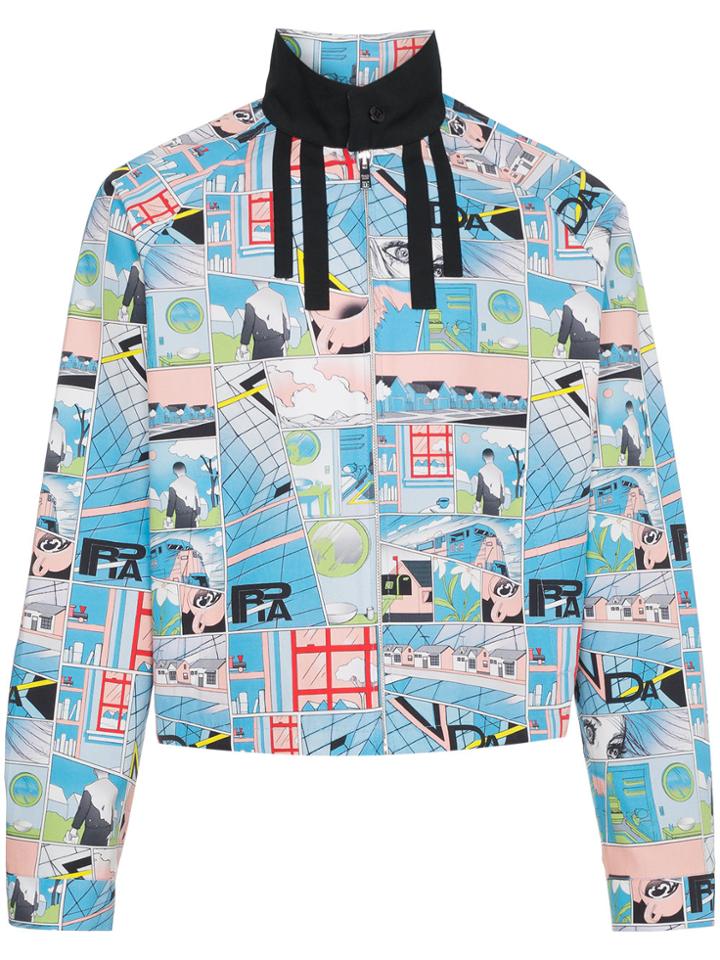 Prada Comic Book Print Harrington Jacket - Blue