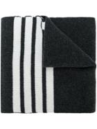 Thom Browne Full Needle Rib Scarf With White 4-bar Stripe In Cashmere