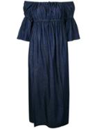 Goen.j - Bardot Dress - Women - Cotton/rayon/tencel - L, Blue, Cotton/rayon/tencel