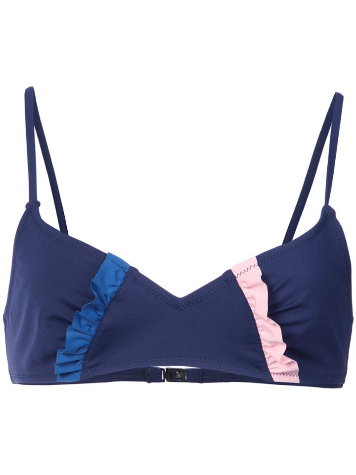 Morgan Lane Ruffle Detail Bikini Top - Blue
