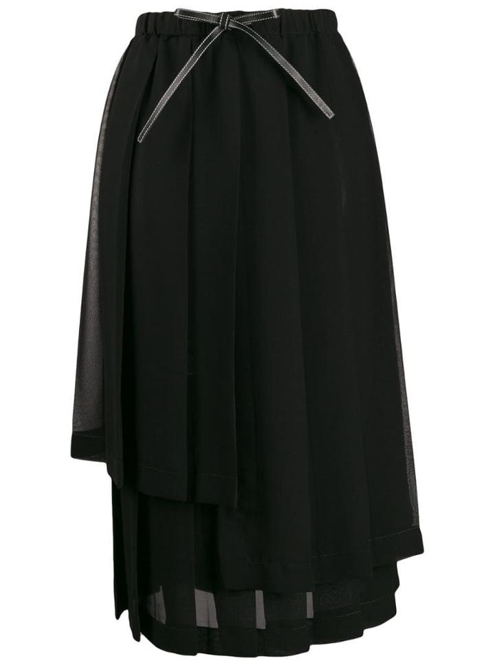 Loewe Asymmetric Pleated Skirt - Black