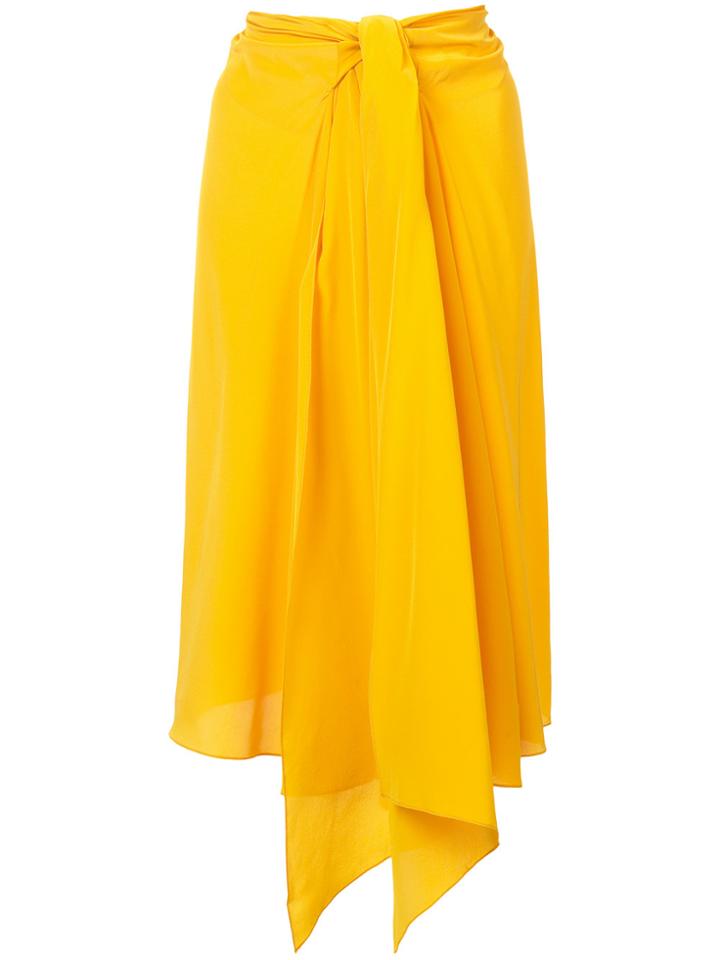 Tome Tie Waist Asymmetrical Midi Skirt - Yellow & Orange