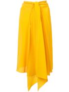 Tome Tie Waist Asymmetrical Midi Skirt - Yellow & Orange