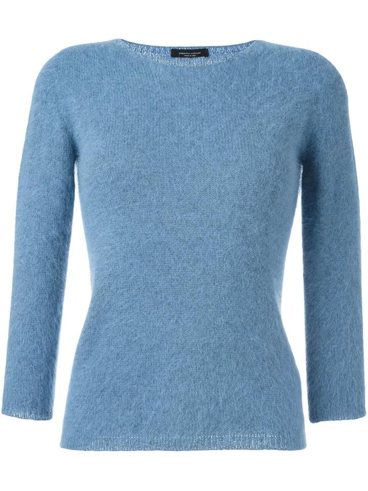 Roberto Collina Fitted Sweater, Women's, Size: Xl, Blue, Nylon/angora