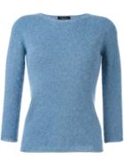 Roberto Collina Fitted Sweater, Women's, Size: Xl, Blue, Nylon/angora