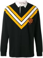 Gucci Chevron Leopard Patch Polo Shirt - Black