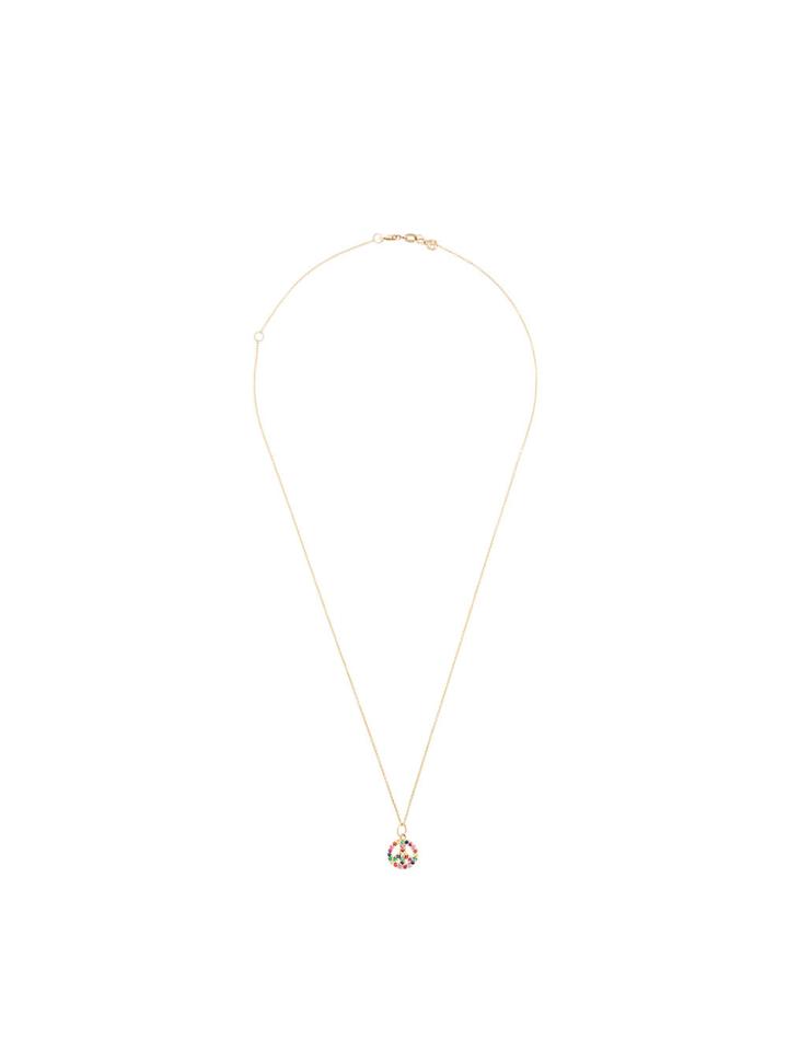 Sydney Evan Small 14kt Yellow Gold Gemstone Peace Necklace - Metallic