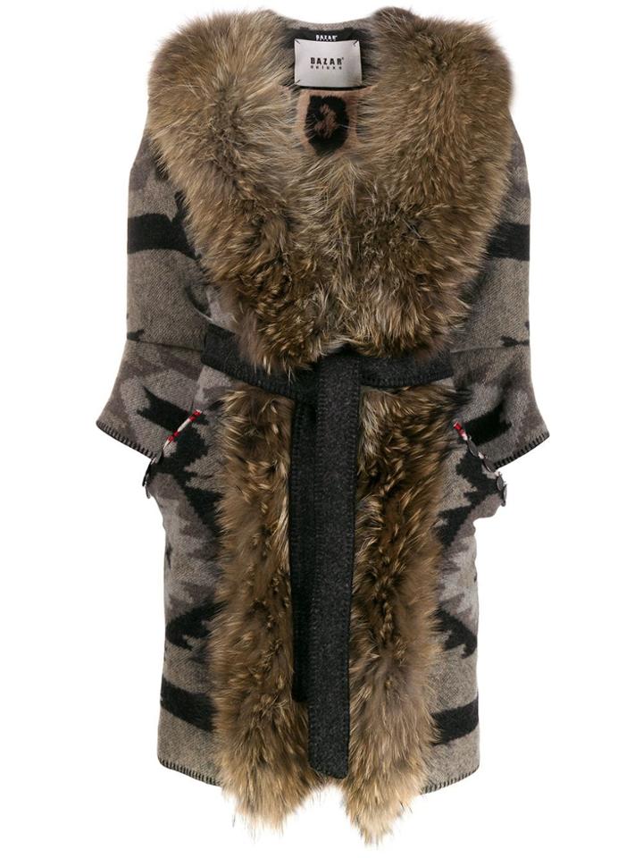 Bazar Deluxe Faux-fur Trim Cardi-coat - Brown