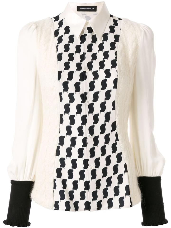 Undercover Printed Knit Panelled Blouse - White
