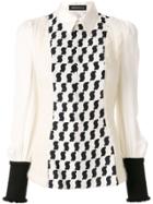 Undercover Printed Knit Panelled Blouse - White