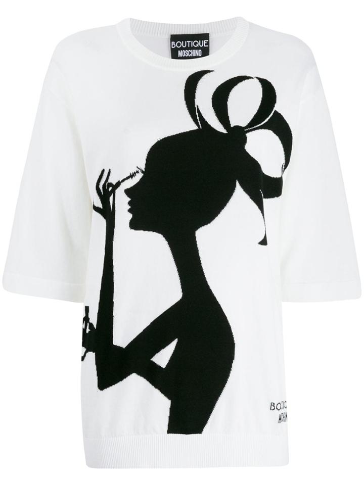 Boutique Moschino Lady Print Knitted Top - White
