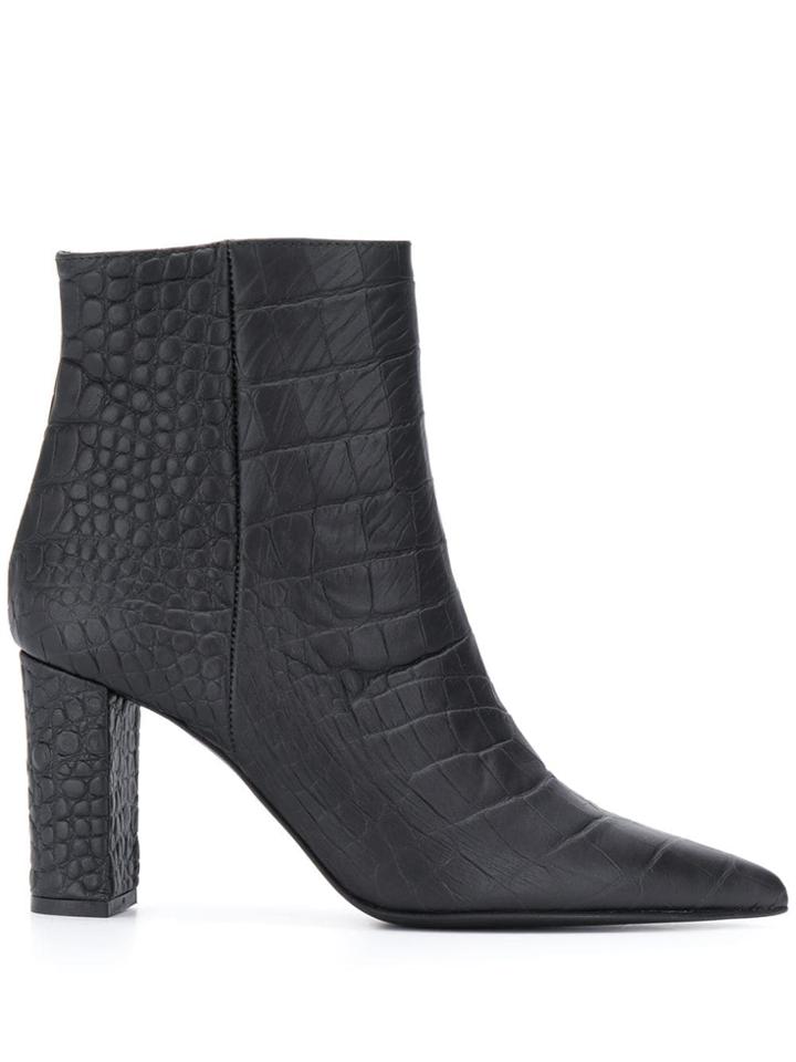 Marc Ellis Crocodile-effect Ankle Boots - Black