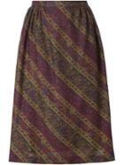 Jean Louis Scherrer Vintage Floral Pleated Skirt, Women's, Size: 36, Red