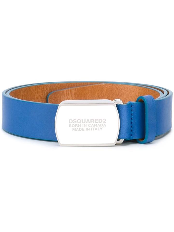 Dsquared2 Logo Belt, Men's, Size: 90, Blue, Leather