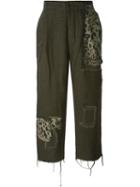 Heikki Salonen Patched Cropped Trousers, Men's, Size: Medium, Green, Cotton/wool