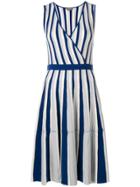 N.peal Striped Wrap Front Dress - Blue
