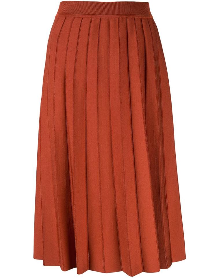 Casasola High Waisted Pleated Skirt - Red