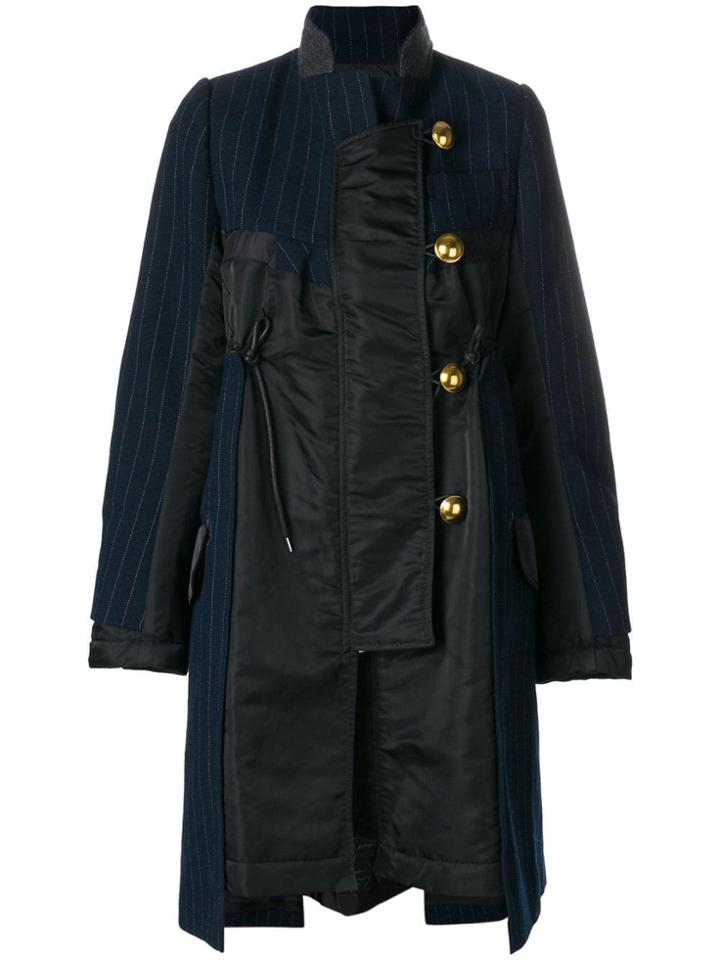 Sacai Patchwork-style Colorblocked Coat - Blue