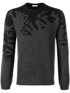 Valentino Logo Wave Jacquard Knit Jumper - Black