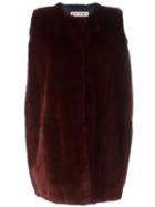 Marni Sleeveless Coat, Women's, Size: 40, Pink/purple, Viscose/cotton/rabbit Fur