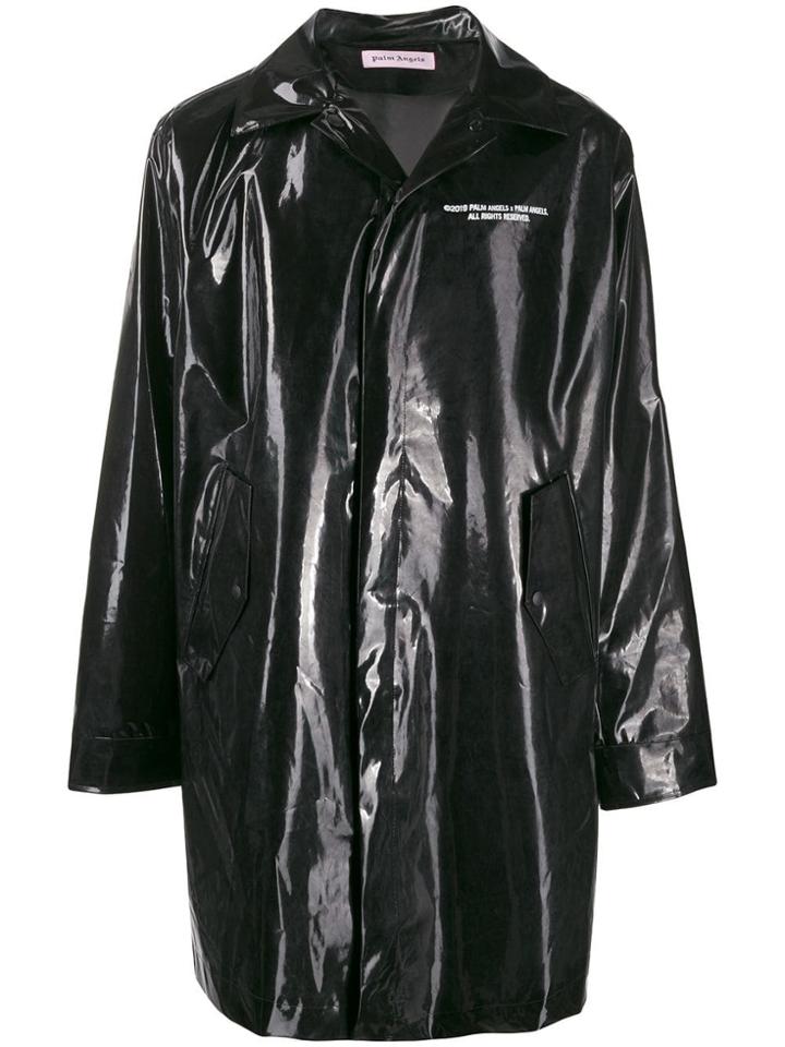 Palm Angels Logo Raincoat - Black