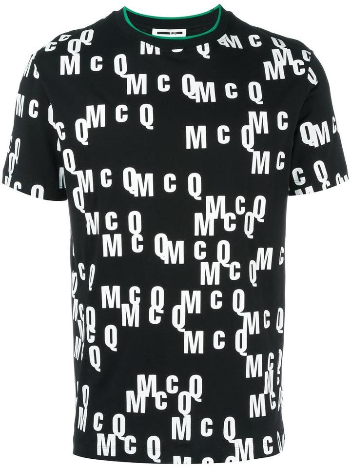 Mcq Alexander Mcqueen All-over Logo Print T-shirt, Men's, Size: Large, Black, Cotton