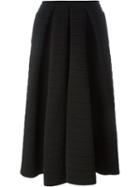 Giorgio Armani Stripe Texture Pleated Full Midi Skirt, Women's, Size: 42, Black, Polypropylene/polyester/viscose