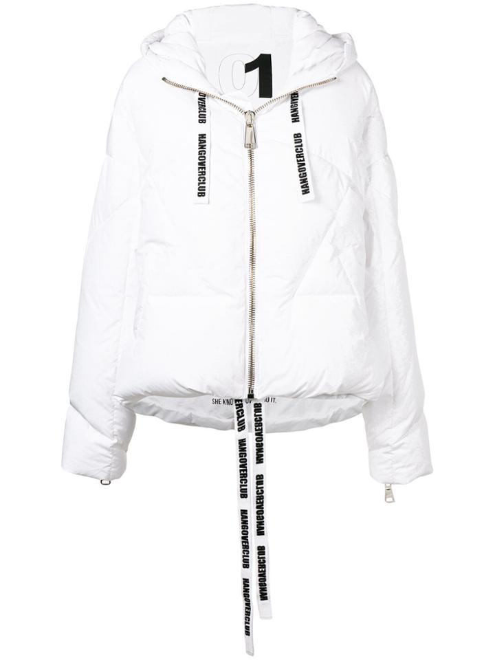Khrisjoy Logo Tape Puffer Jacket - White