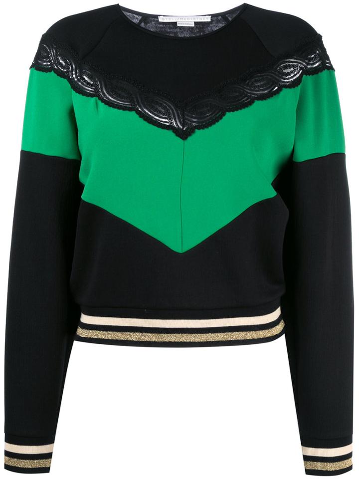 Stella Mccartney Contrasting Stripe Panel Jumper, Women's, Size: 40, Black, Cotton/polyamide/viscose/spandex/elastane
