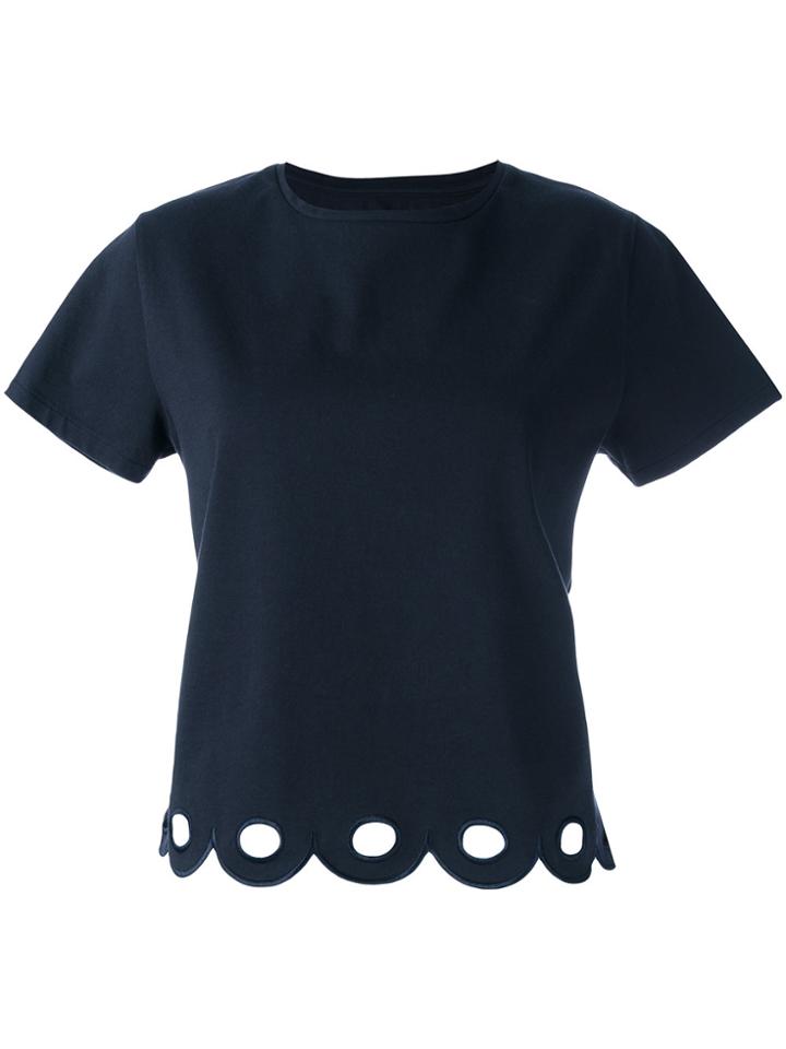 Chinti & Parker Scallop Cropped Top - Blue