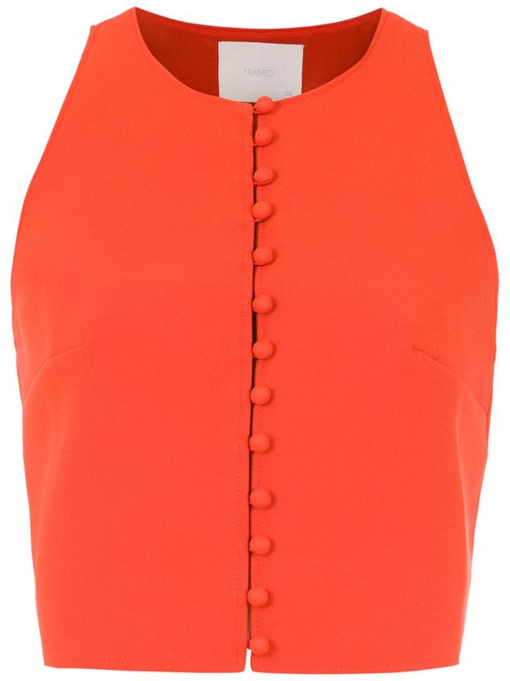 Framed High Line Cropped Top - Red