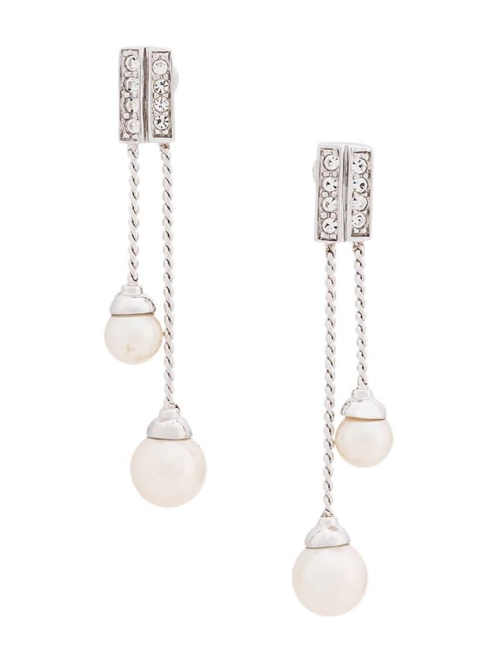 Susan Caplan Vintage Faux Pearl Drop Earrings - Grey