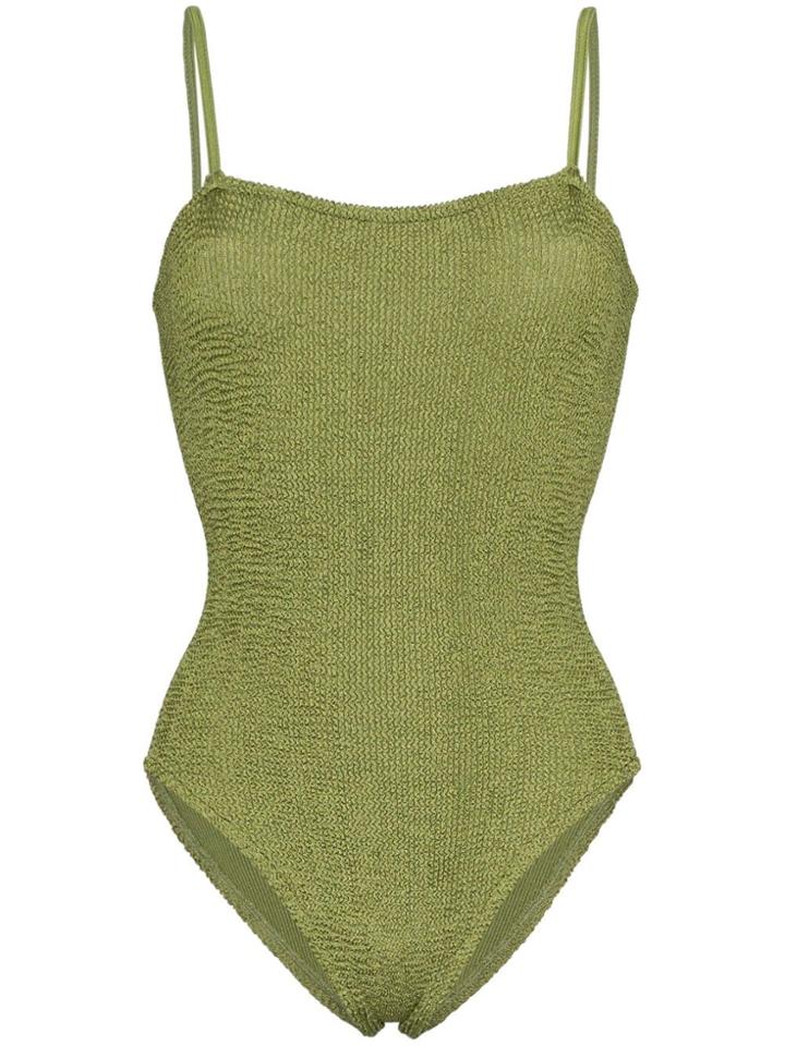 Hunza G Maria Strappy Ribbed One Piece Swimsuit - Green