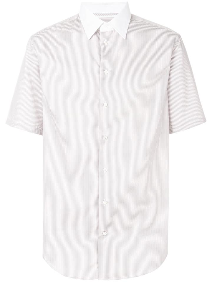 Armani Collezioni Striped Short Sleeve Shirt - Pink & Purple