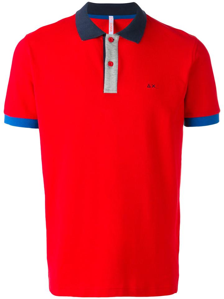 Sun 68 Contrast Polo Shirt, Men's, Size: Xl, Red, Cotton/spandex/elastane