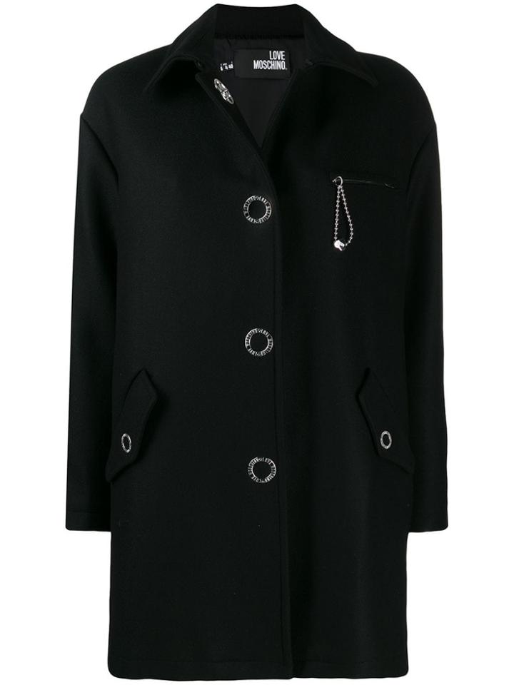 Love Moschino Oversized Midi Coat - Black