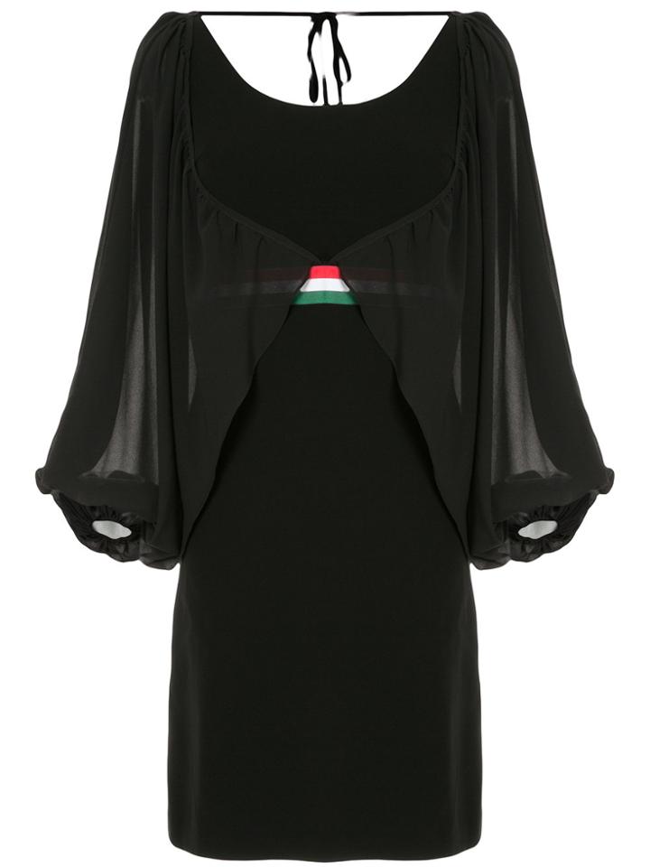 Han Ahn Soon Belted Waist Draped Sleeve Dress - Black