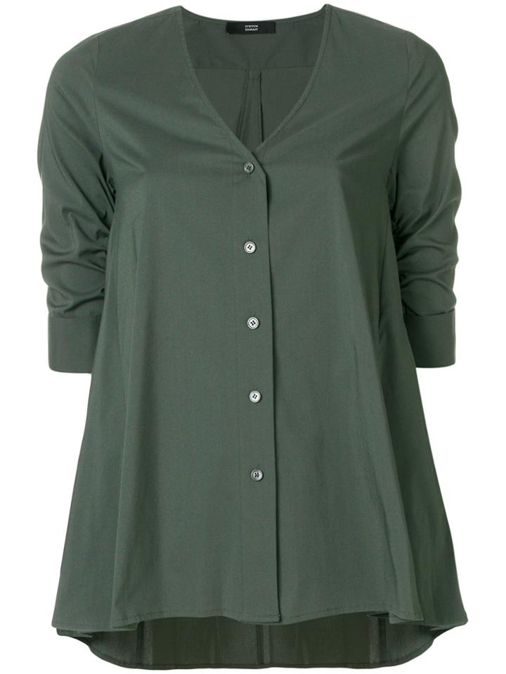 Steffen Schraut Flared Collarless Shirt - Green