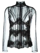 Dolce & Gabbana Sheer Lace Blouse, Women's, Size: 40, Black, Polyamide/polyester/cotton