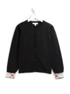 Burberry Kids Check Cuff Cardigan, Girl's, Size: 10 Yrs, Black