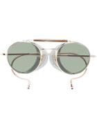 Thom Browne Eyewear Multicoloured Round Frame Gold Plated Sunglasses -