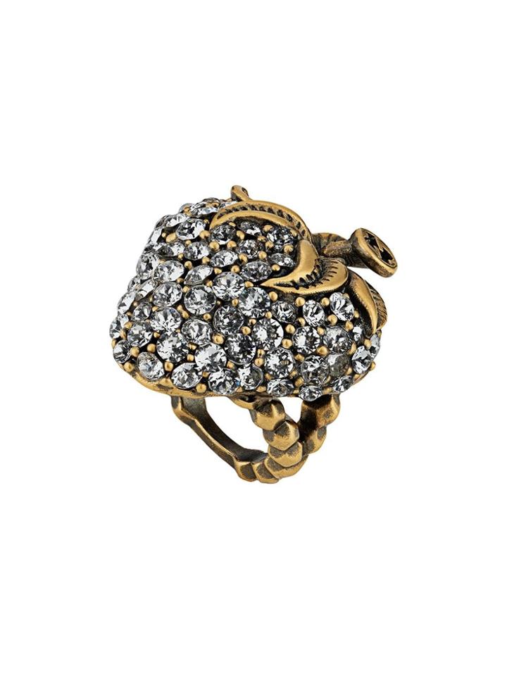 Gucci Strawberry Ring With Crystals - White