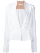 Ssheena Plunge Front Blouse, Women's, Size: Medium, White, Cotton