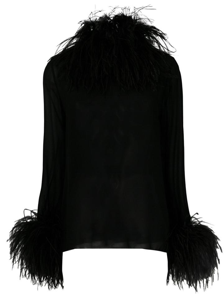 Saint Laurent Trimmed Collar And Cuff Blouse - Black