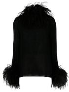 Saint Laurent Trimmed Collar And Cuff Blouse - Black