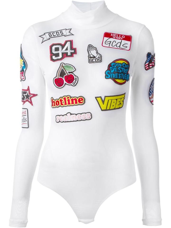 Gcds Sheer Patched Roll Neck Top